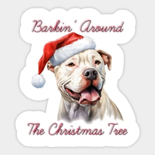 Christmas Argentino Dog in Santa Hat Sticker